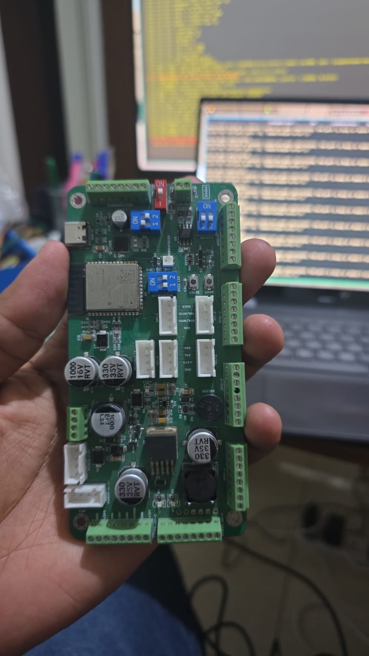 Main control PCB — ESP32-based controller with actuator I/O and sensor terminals