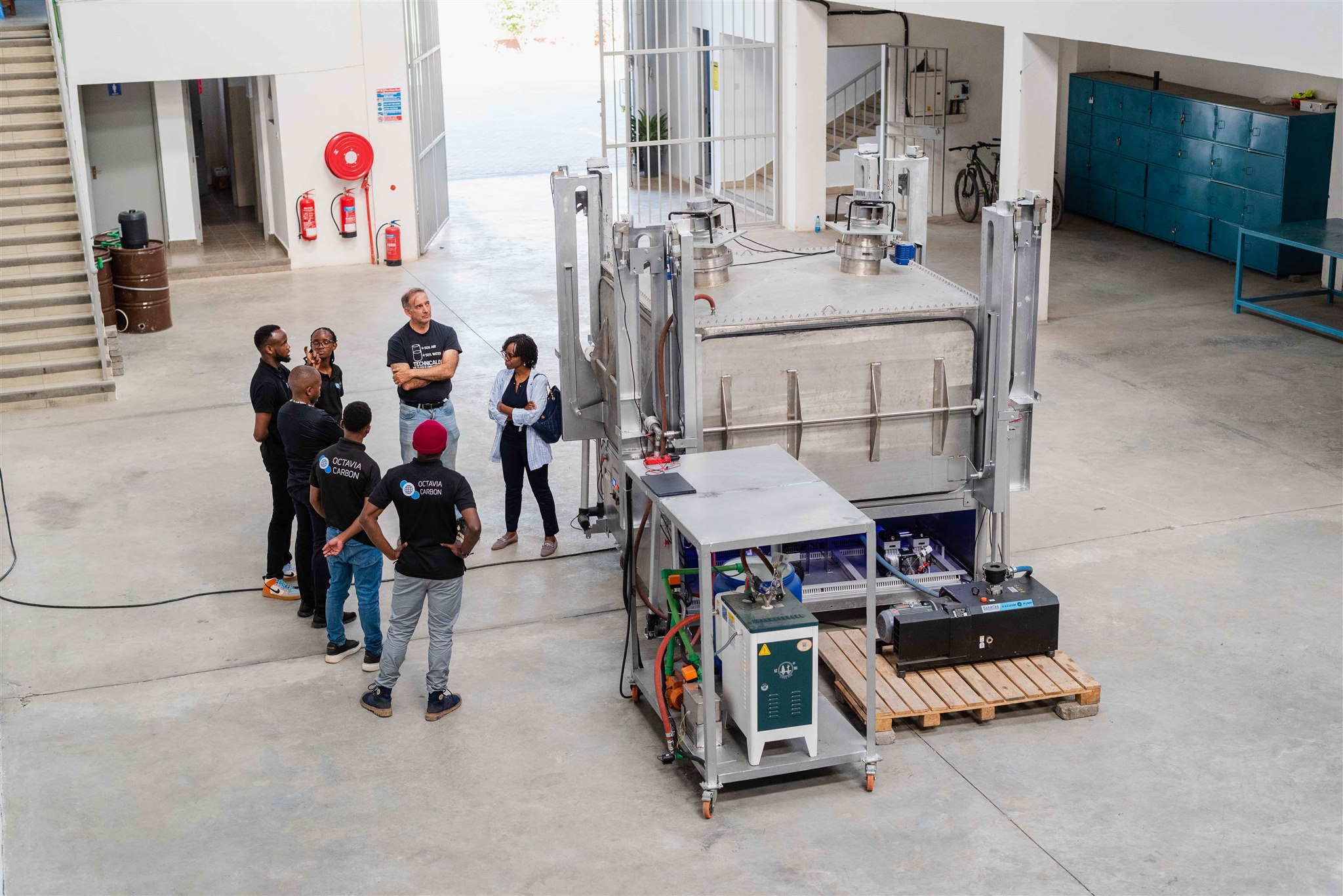 Team at Octavia Carbon's manufacturing facility, Nairobi